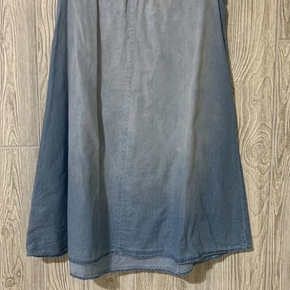 Luxology Slouchy Sleeveless A Line Chambray Short Dress Crochet Tassel SZ 8 - Picture 5 of 8